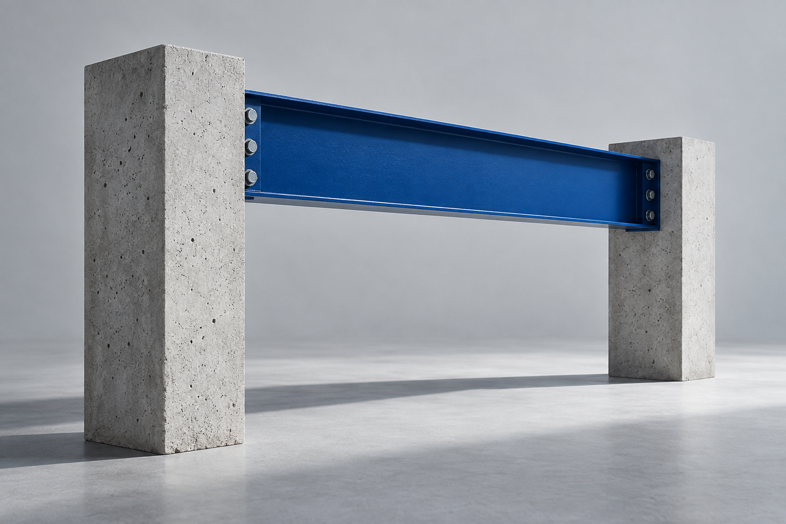Estudio conceptual de una viga azul apoyada sobre dos pilares