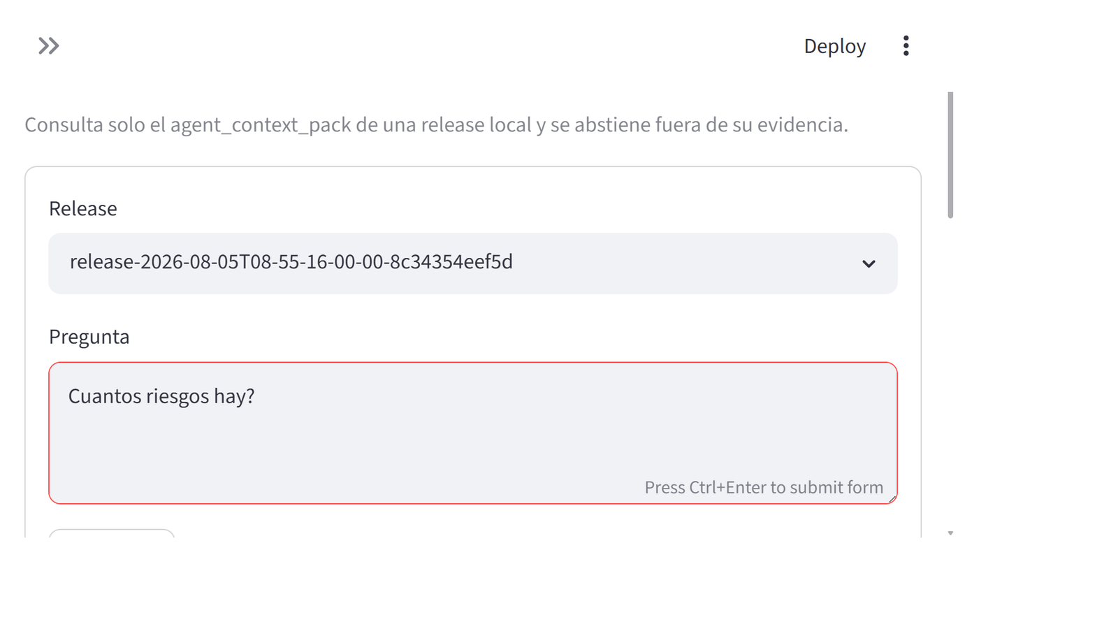 Argos runtime displaying an answer with its evidence and source references.